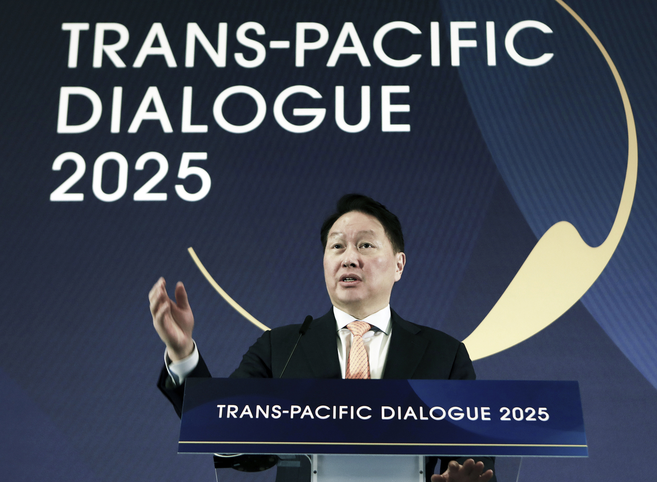KCCI Chairman Chey Tae-won speaks during the Trans-Pacific Dialogue 2025 organized by the Chey Institute for Advanced Studies in Washington on Friday. (SK Group)