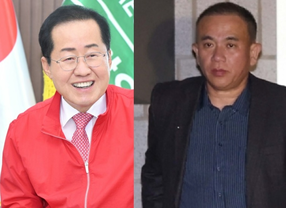 홍준표 대구시장(좌), 명태균 씨(우)