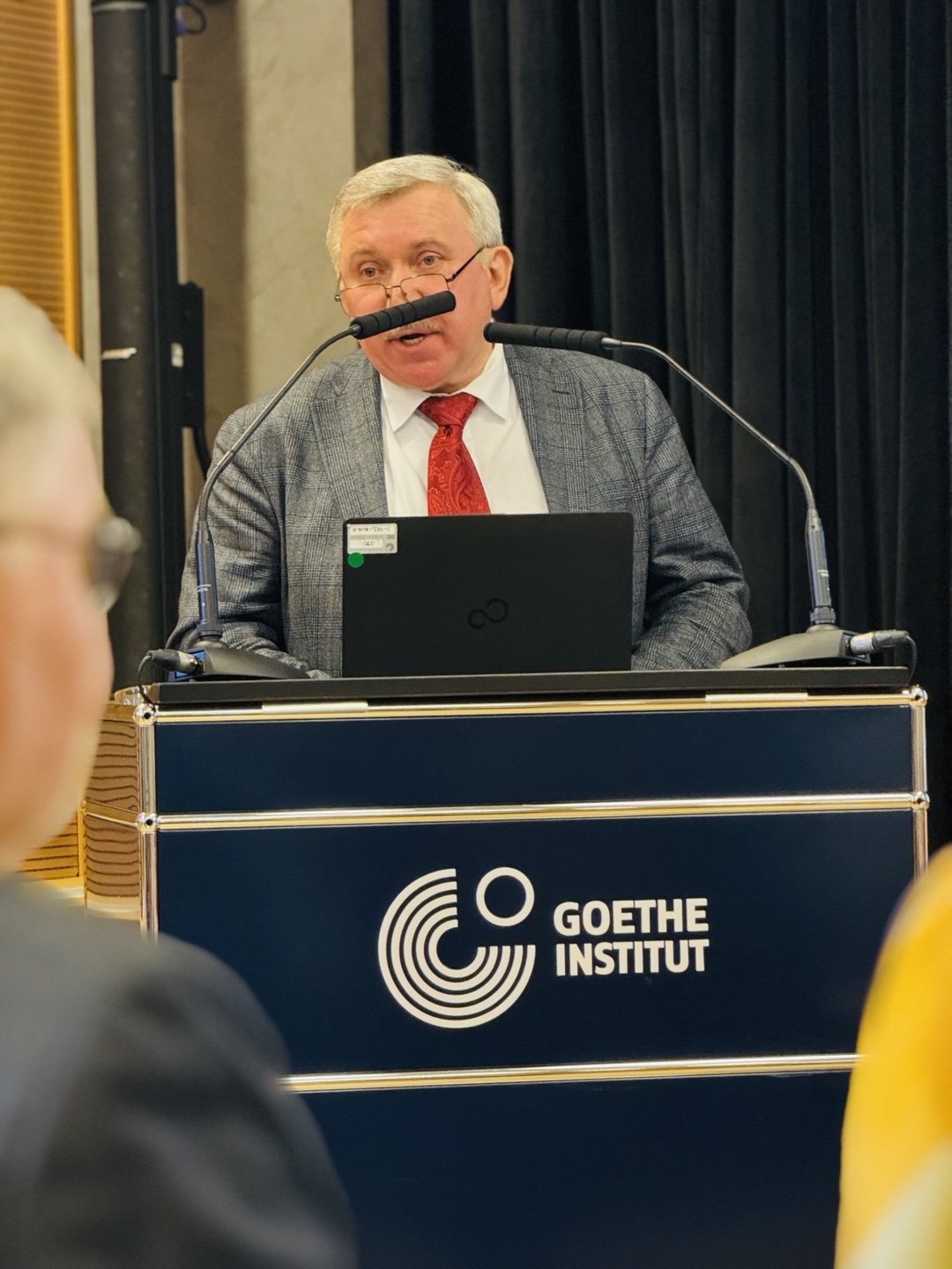 Mykhailo Gonchar, founder and president of the Center for Global Studies Strategy XXI, speaks at a roundtable discussion organized by embassies of Germany and Ukraine in Seoul on Monday. (Sanjay Kumar)