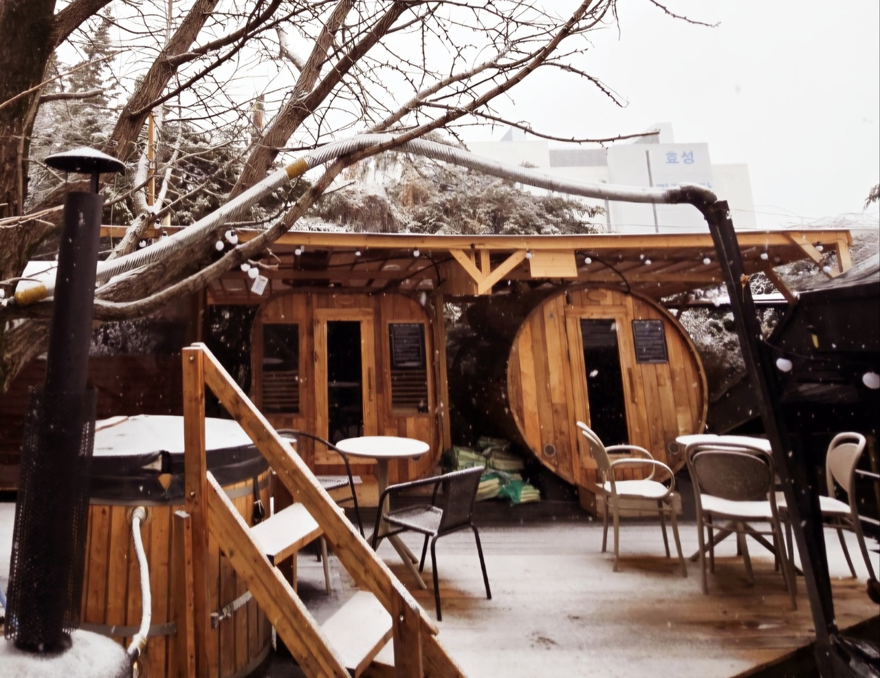 Barrel sauna at Finnish Forest in Gwangju, Gyeonggi Province (Choi Si-young/The Korea Herald)