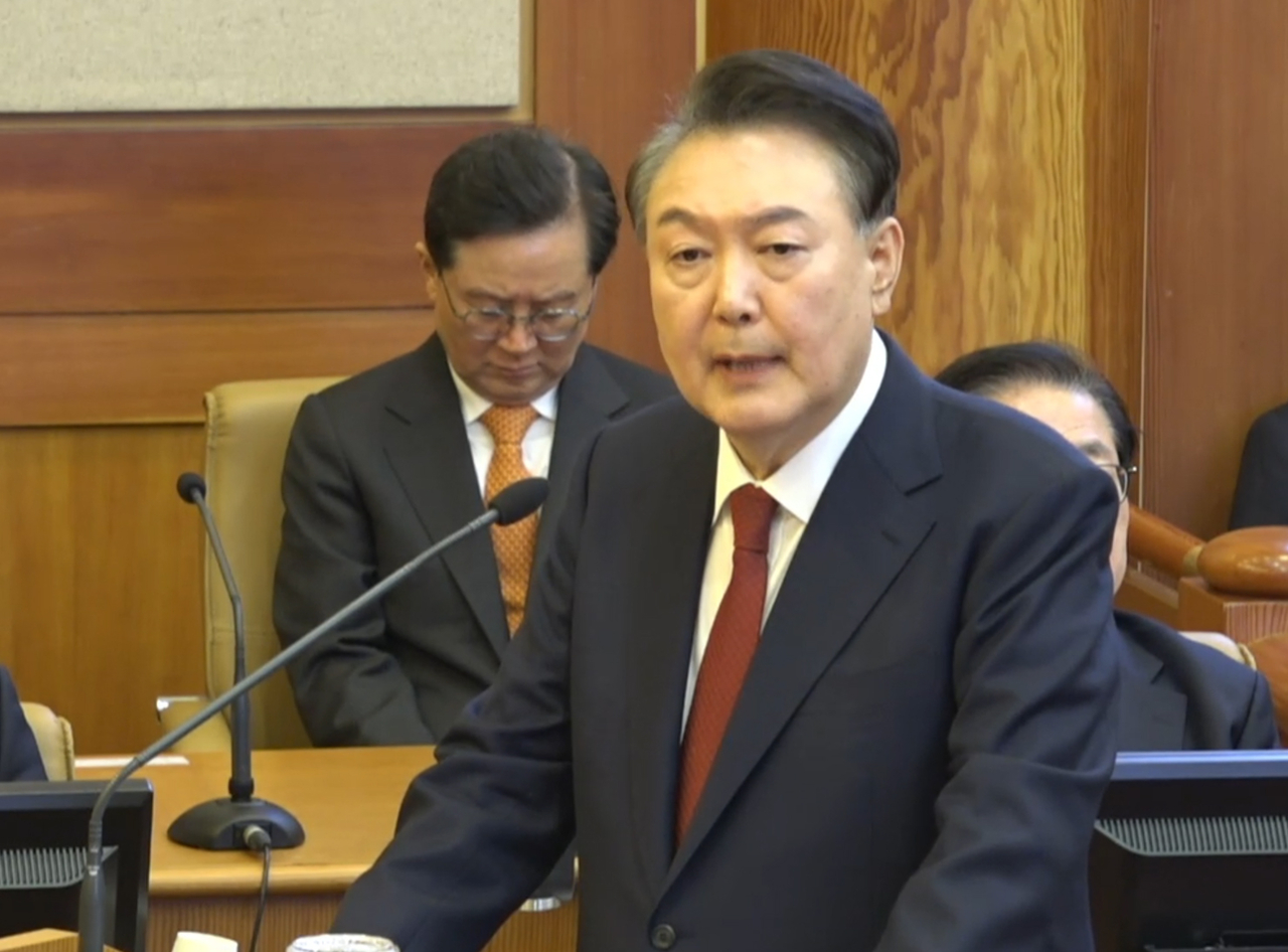 President Yoon Suk Yeol, who is undergoing his impeachment trial, gave his final defense at the Constitutional Court on Tuesday. Yonhap