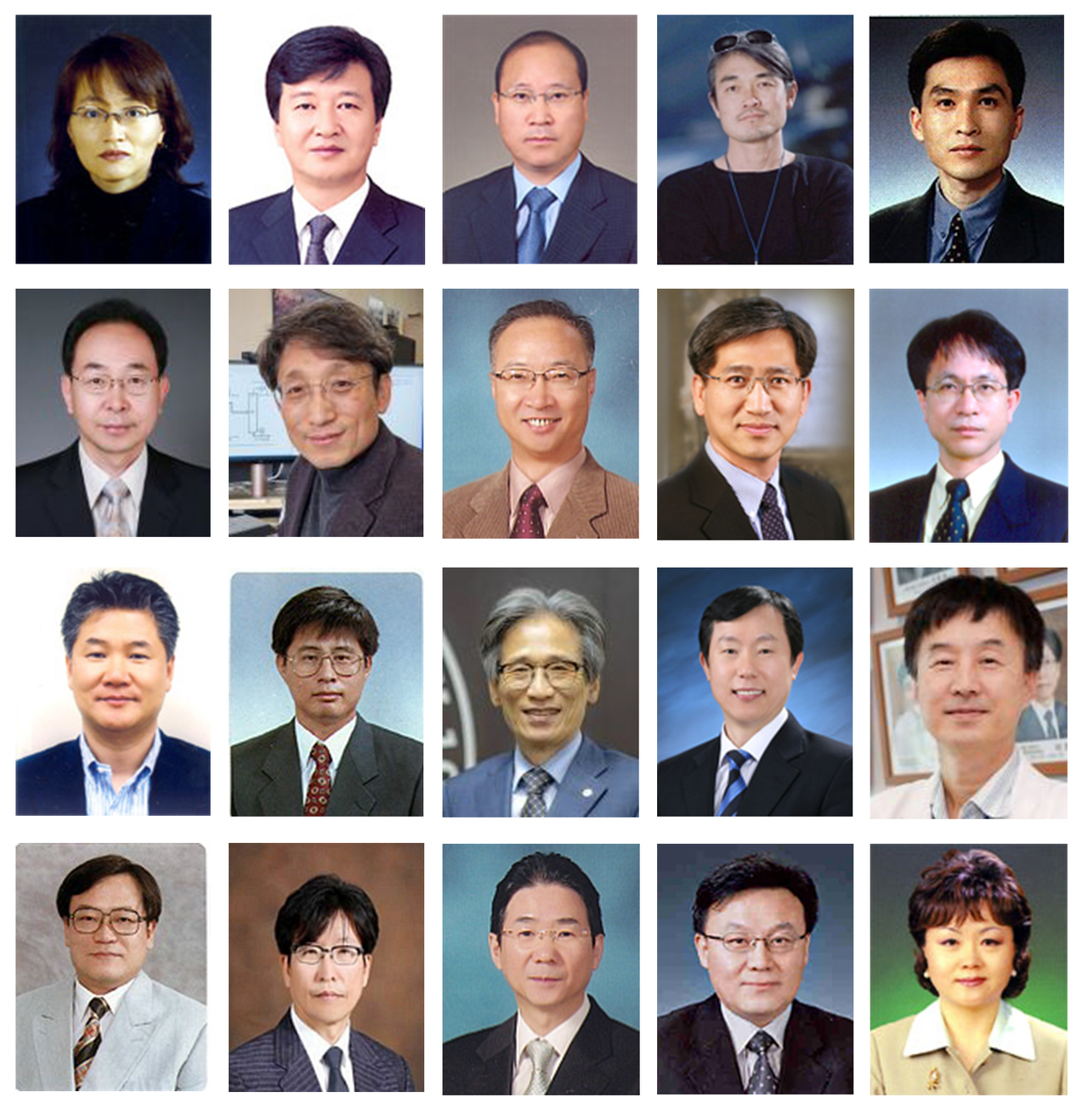 맨위 왼쪽부터 최소인·박영목·권혁문·주상우·조계현 교수. 두번째줄 김기채·이문용·한교용·김영탁·김욱현 교수. 세번째줄 박용완·사종엽·박승우·이병완·김종연 교수. 네번째줄 김상운·이영환·오용성·송병렬·최윤희 교수.[영남대 제공]