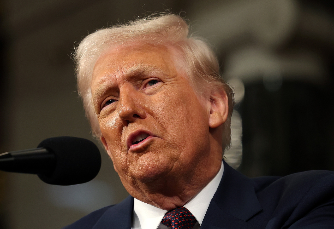 US President Donald Trump addresses a joint session of the United States Congress at the US Capitol in Washington on Tuesday. (EPA)