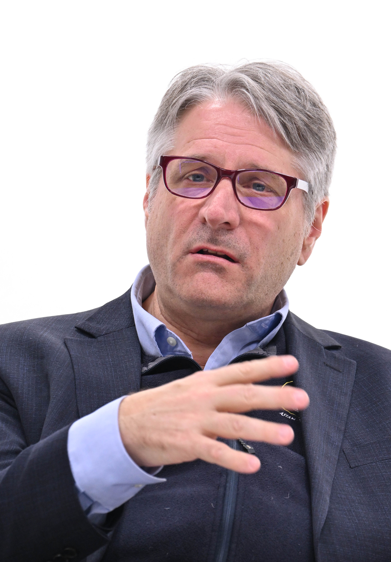 Professor of Korean language and literature at the University of British Columbia and Sup sogui Hosu founder Ross King speaks during an interview with The Korea Herald at Herald Square in Yongsan-gu, Seoul, on Feb. 21. (Im Se-jun/The Korea Herald)