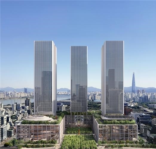 A rendering of Hyundai Motor Group's most recent plan for the Global Business Complex, featuring three 54-story buildings in southern Seoul (Seoul Metropolitan Government)