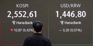 Seoul shares open tad lower ahead of key inflation data