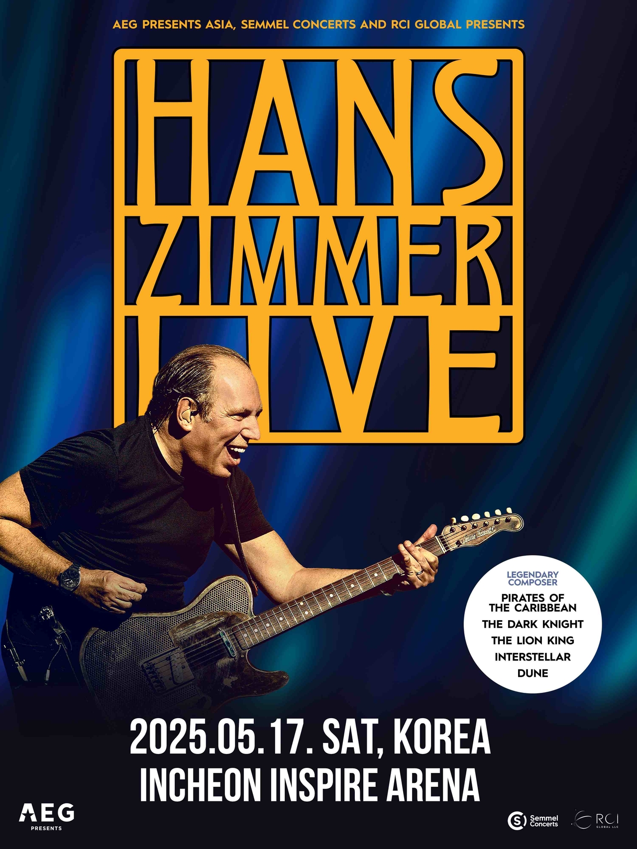 Official poster of "Hans Zimmer Live 2025" being held at Inspire Arena on May 17 (AGE Presents Asia)