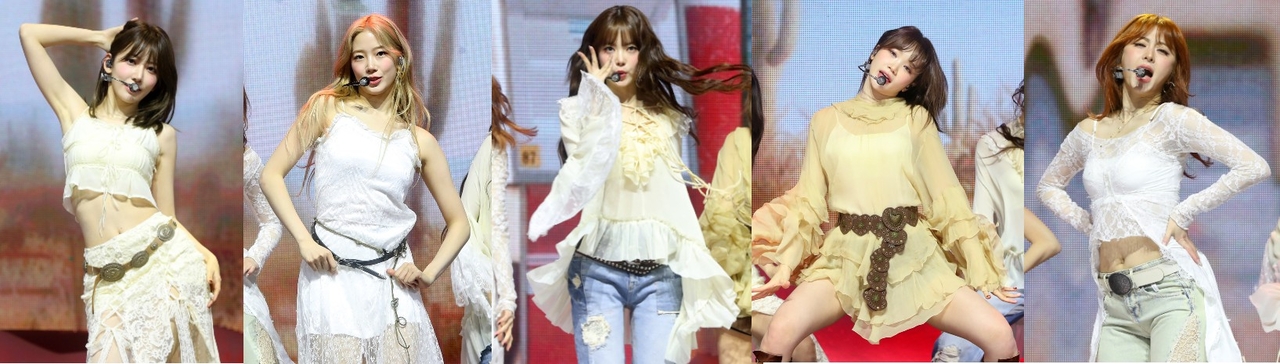 (From left) Sakura, Kazuha, Hong Eunchae, Kim Chaewon, Huh Yunjin (Newsis)