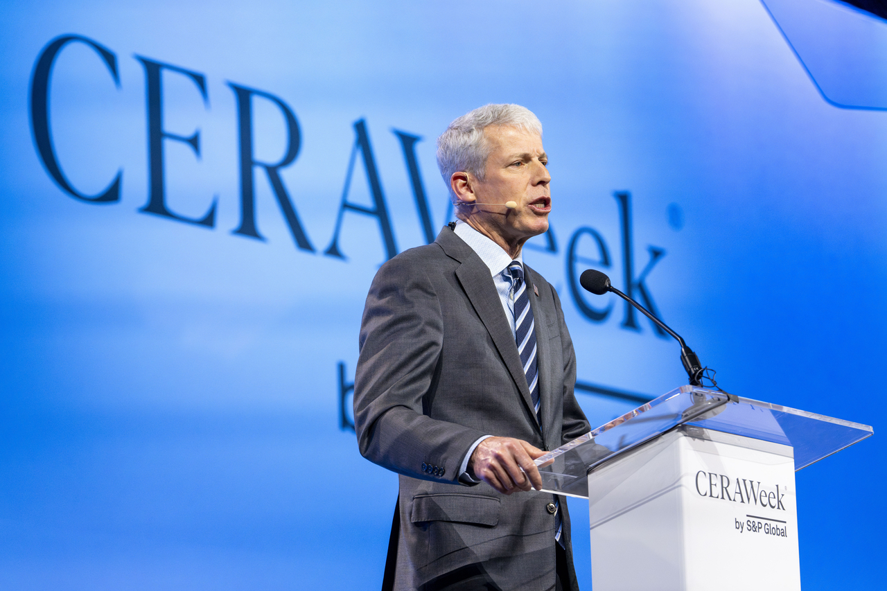 Chris Wright, Secretary of Energy, United States Department of Energy speaks at CERAWeek held in Houston, Monday. (AP-Yonhap)