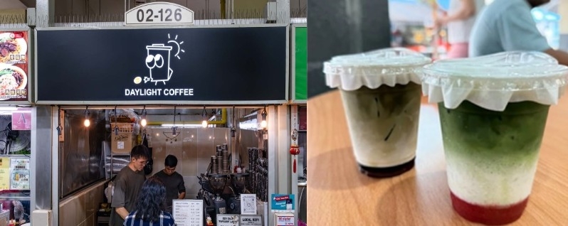 싱가포르 호커센터모습(왼쪽) 과 호커센터 내 음료