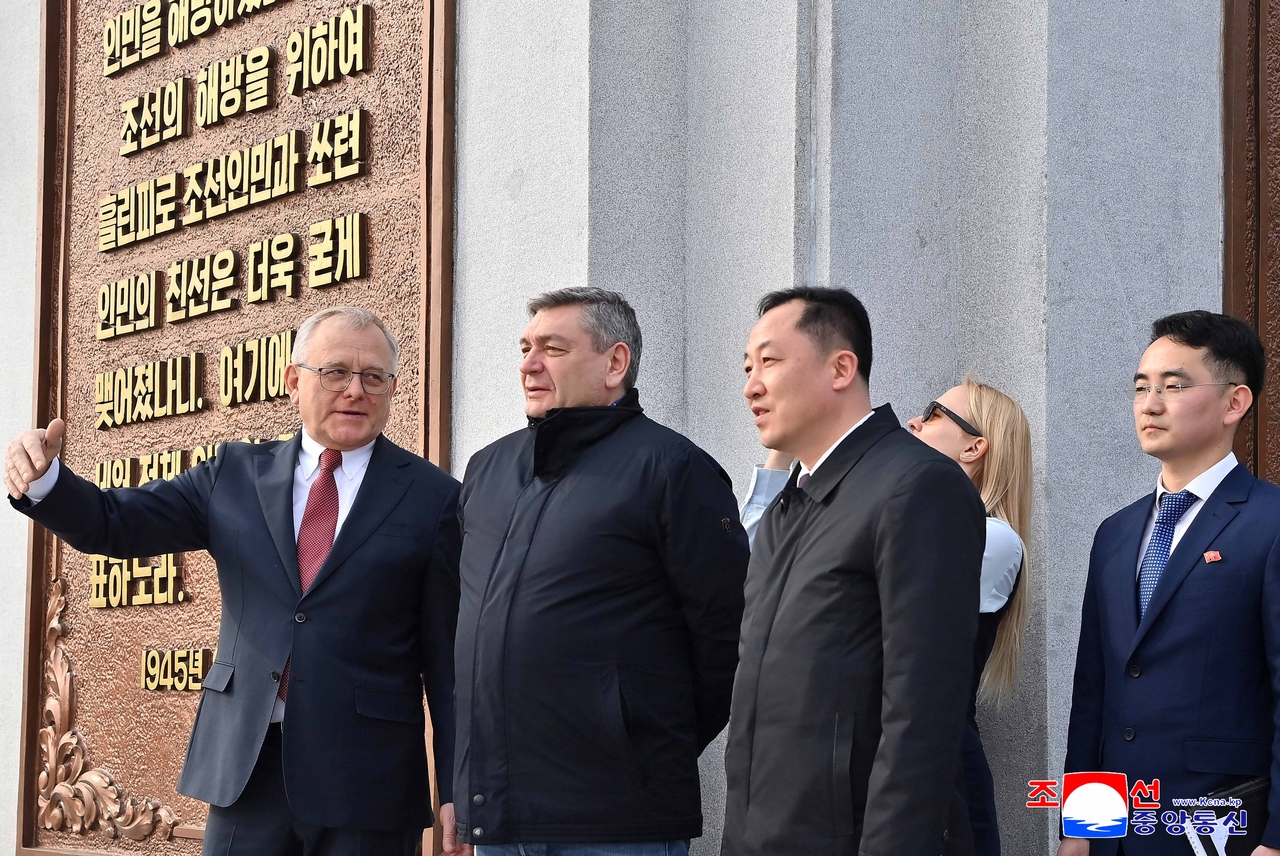 A Russian delegation led by Deputy Foreign Minister Andrey Rudenko in Pyongyang on Friday. (KCNA)