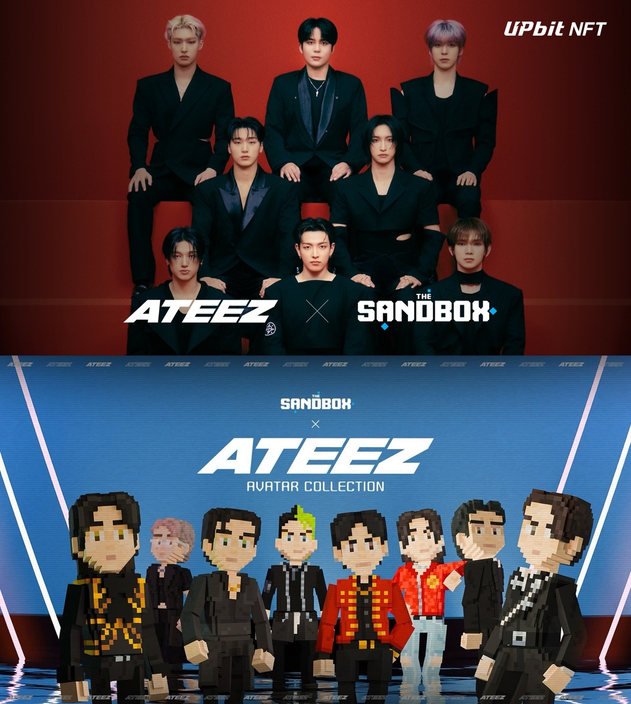 업비트 NFT와 더 샌드박스가 공동 판매할 ‘에이티즈’ 콜라보 아바타 대체불가토큰(NFT). [두나무 제공]