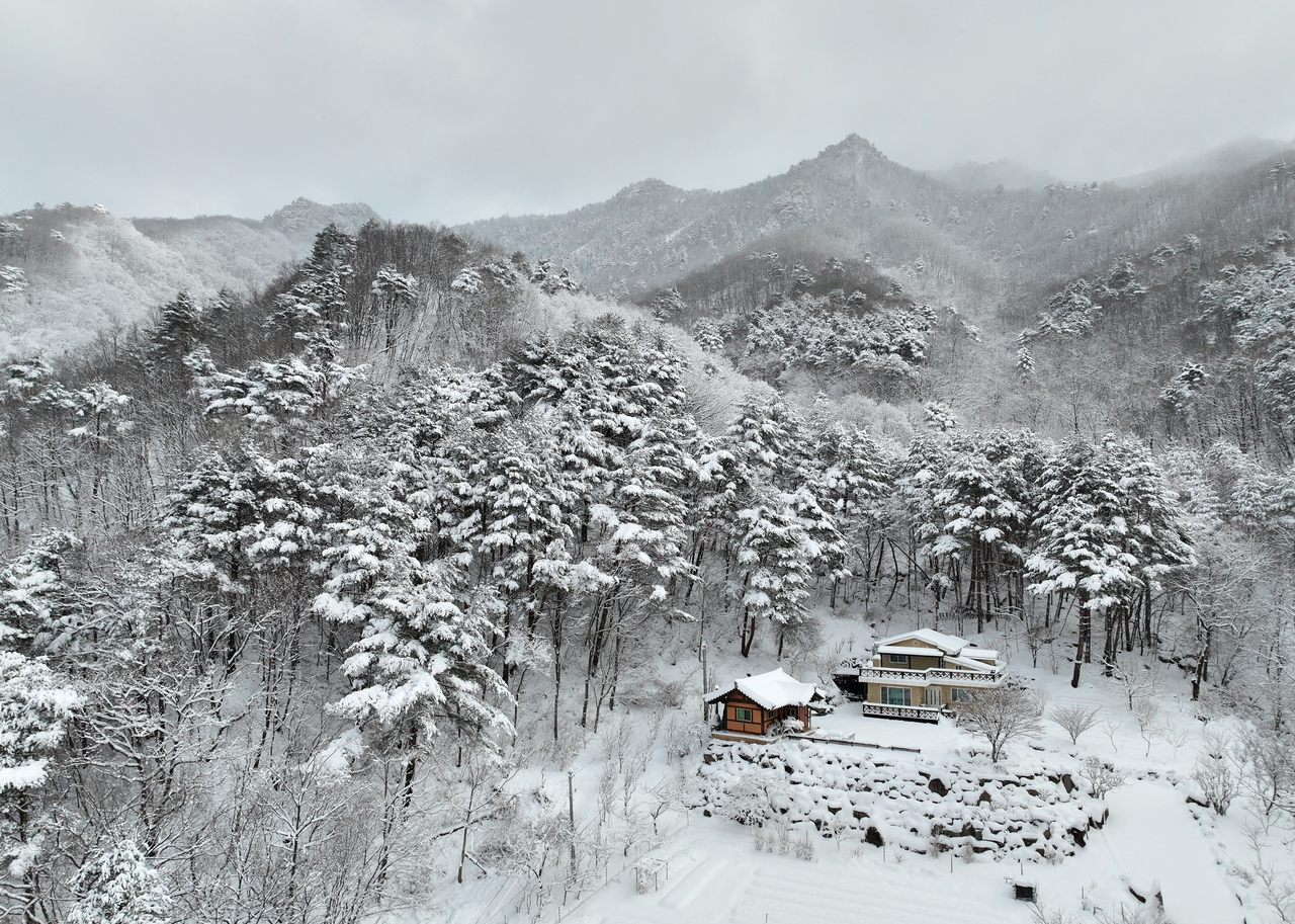 Heavy snowfall hit Guryongryeong in Seomyeon, Yangyang County, creating a winter landscape on Monday. (Yonhap)