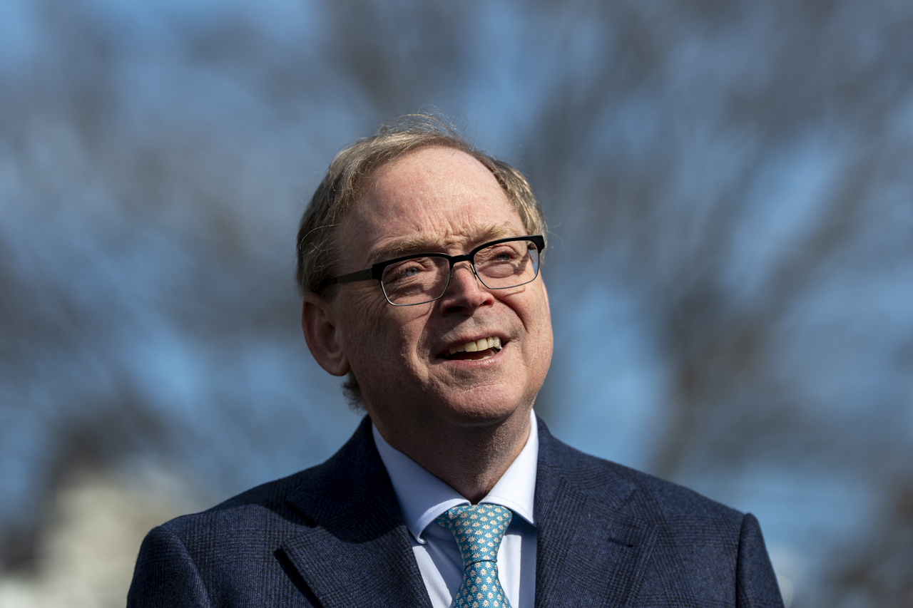 Kevin Hassett, the White House National Economic Council director, speaks with reporters at the White House on March 7. (AP-Yonhap)