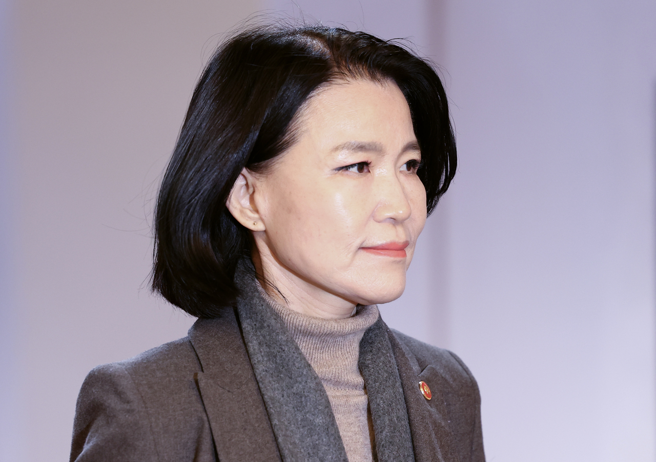 Korea Communications Commission Chair Lee Jin-sook appears at a Cabinet meeting in Seoul on Friday. (Pool photo by Yonhap)