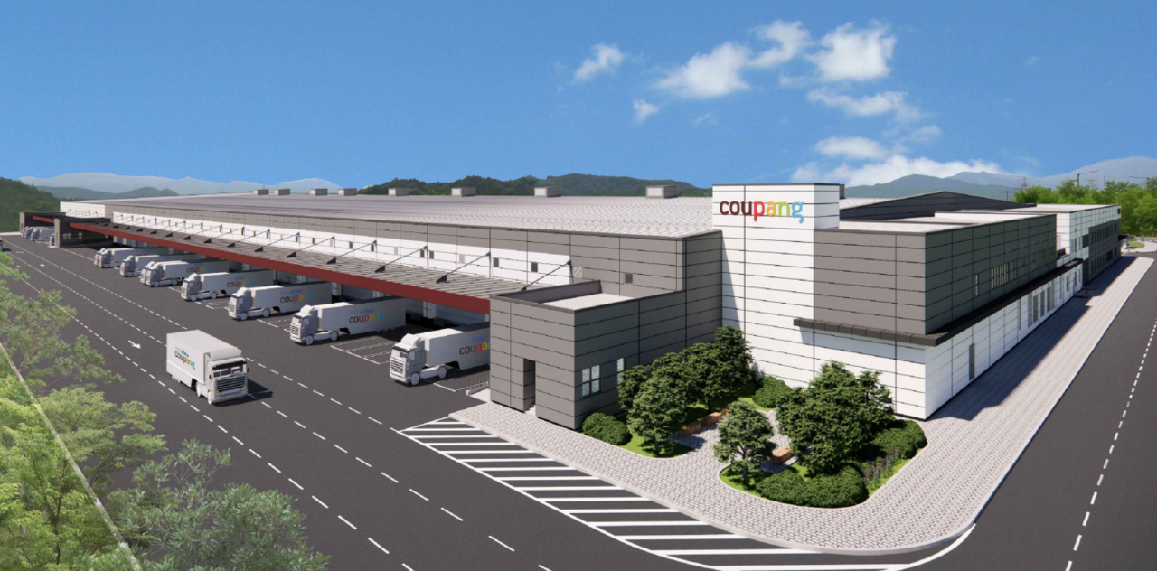 A rendering of Coupang's AI-powered logistics center in Jecheon (Coupang)