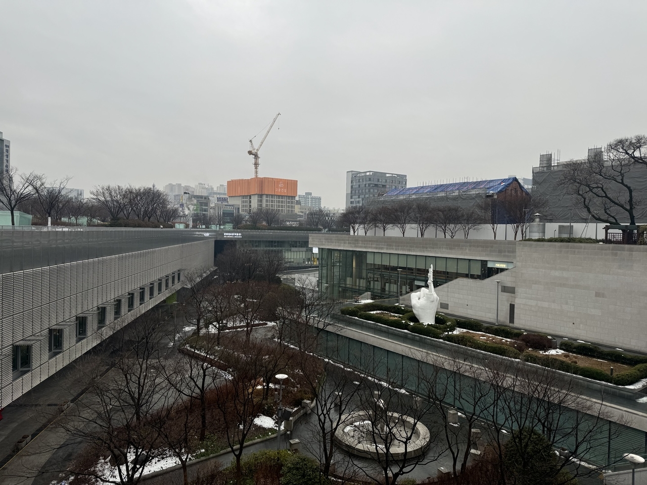 This photo, taken Feb. 12, shows the National Asian Culture Center, located adjacent to the restoration site of the former South Jeolla Provincial Office. (Park Ga-young/The Korea Herald)