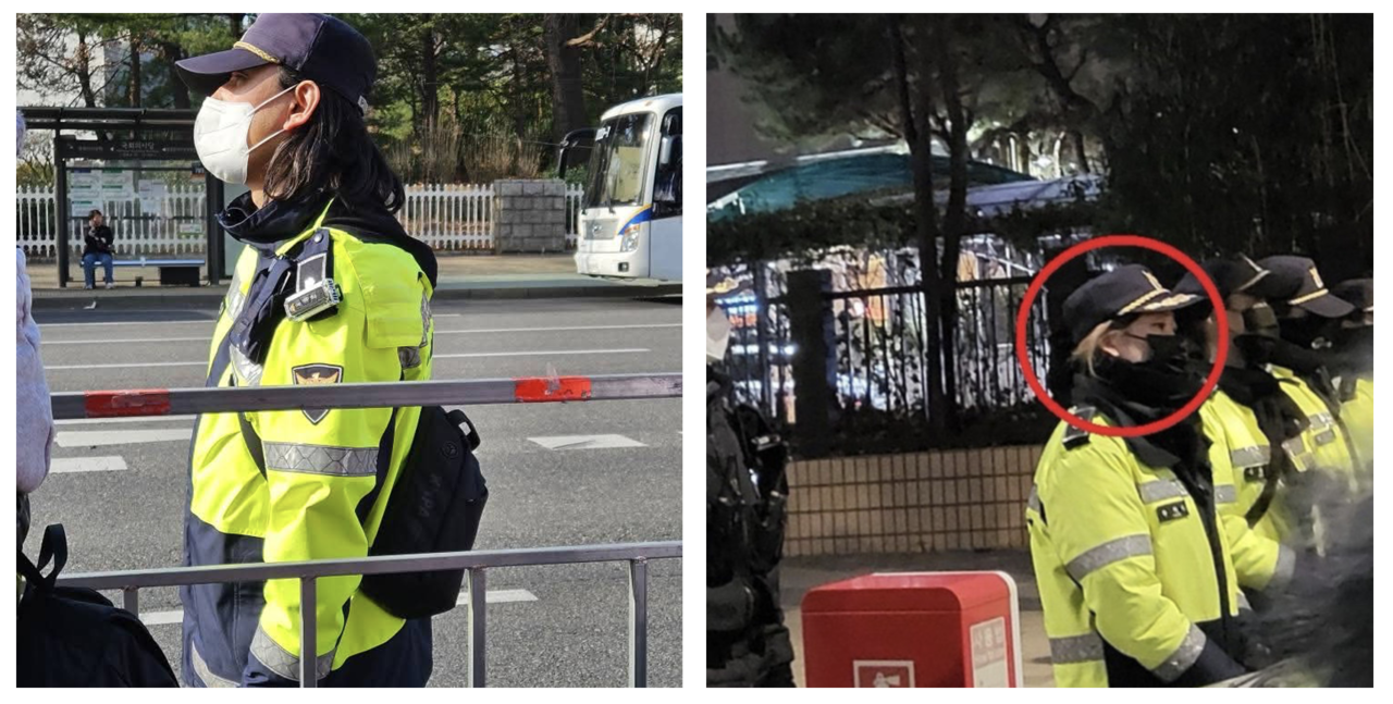 Photos of mobile police squad officers with longer or dyed hair have circulated on social media platforms X, Threads, YouTube and Ilbe this week. (X)