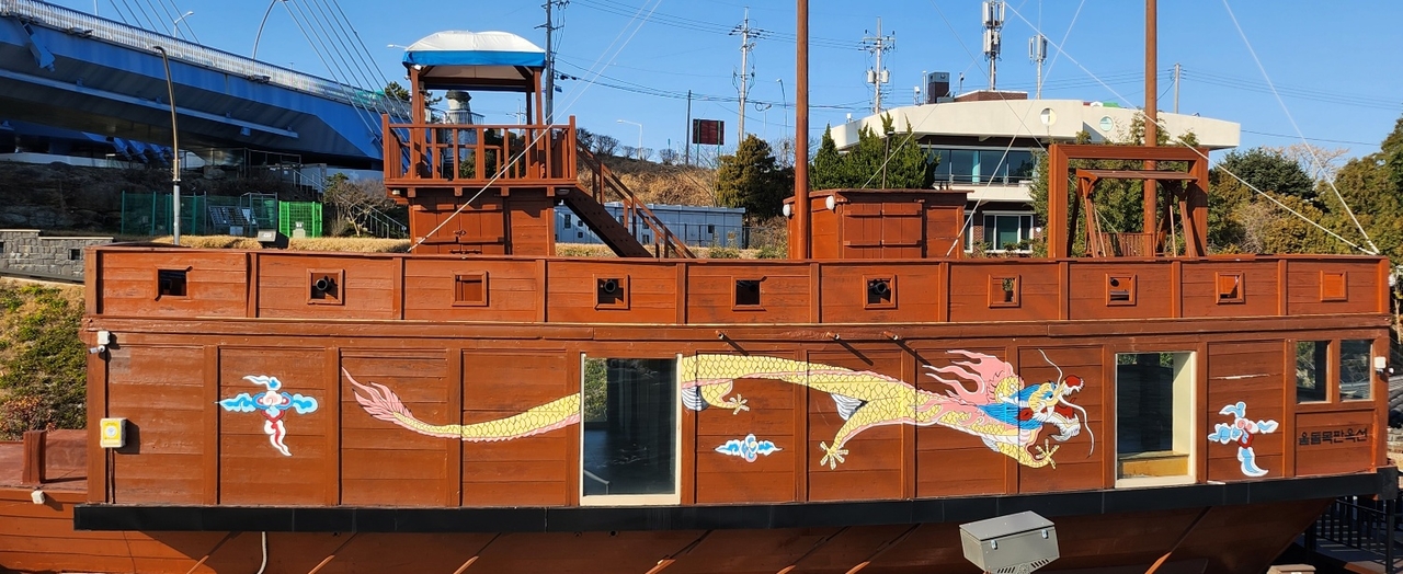 A model warship in Haenam-gun, South Jeolla Province (Choi Si-young/The Korea Herald)