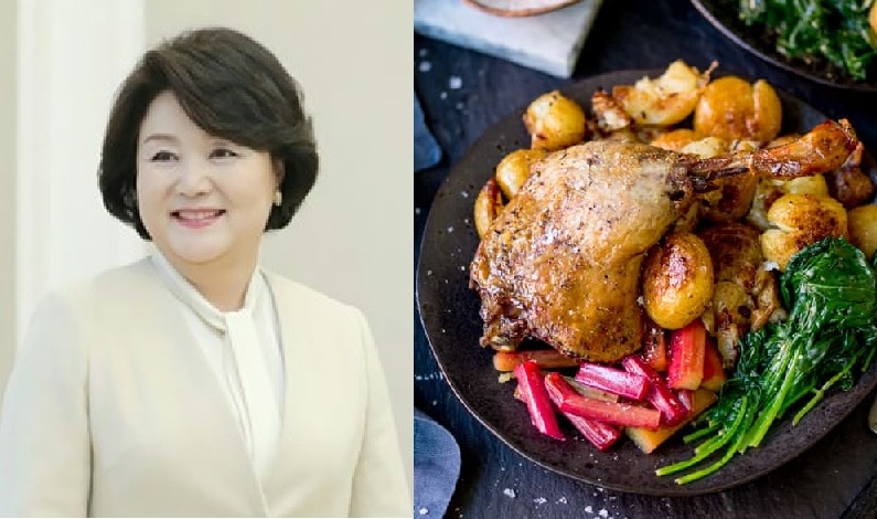 김정숙 여사와 오리콩피  요리. 청와대·kitchensanctuary 제공