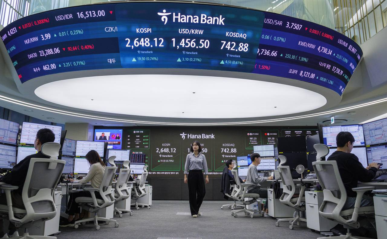 Dealing room of Hana Bank (Yonhap)