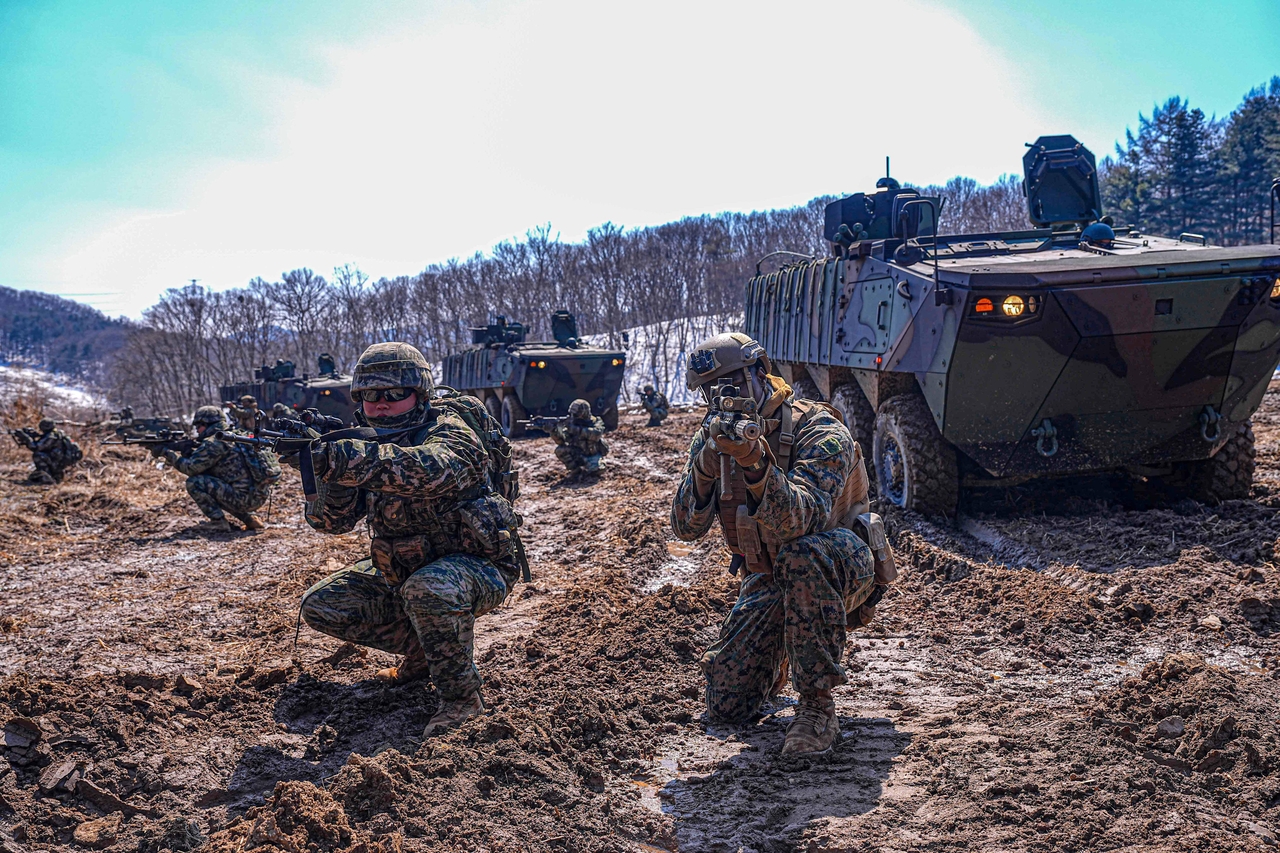 South Korean and US Marines take part in three-week combined arms and infantry training conducted between March 3 and 21. (South Korea's Marine Corps)