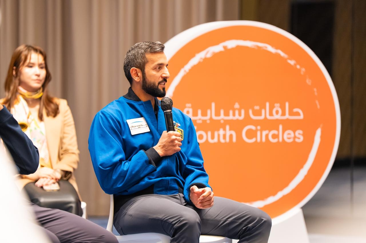 UAE Minister of State for Youth Affairs Sultan bin Saif Al Neyadi speaks at Youth Circles, an initiative led by UAE's Federal Youth Authority to activate youth-driven dialogue, promote sustainable engagement and develop innovative solutions for global challenges ahead of 'Emirati Values Iftar' in Seoul on Saturday. (UAE Embassy in Seoul)