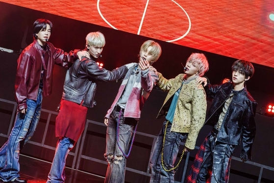TNX performs "For Real?" during a press conference held in Mapo-gu, Seoul, Wednesday. (P Nation)