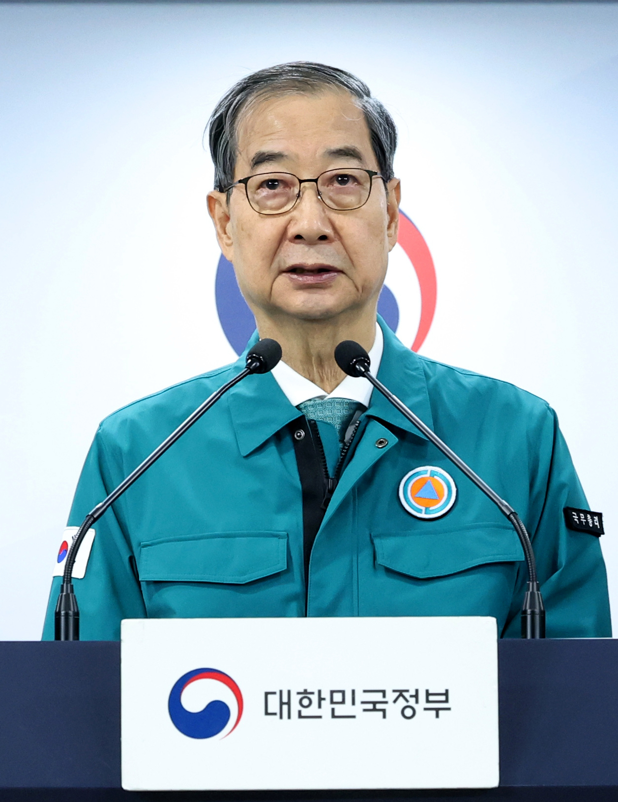 한덕수 대통령 권한대행 국무총리가 26일 정부서울청사에서 산불 예방 관련 대국민담화를 하고 있다. ［연합］