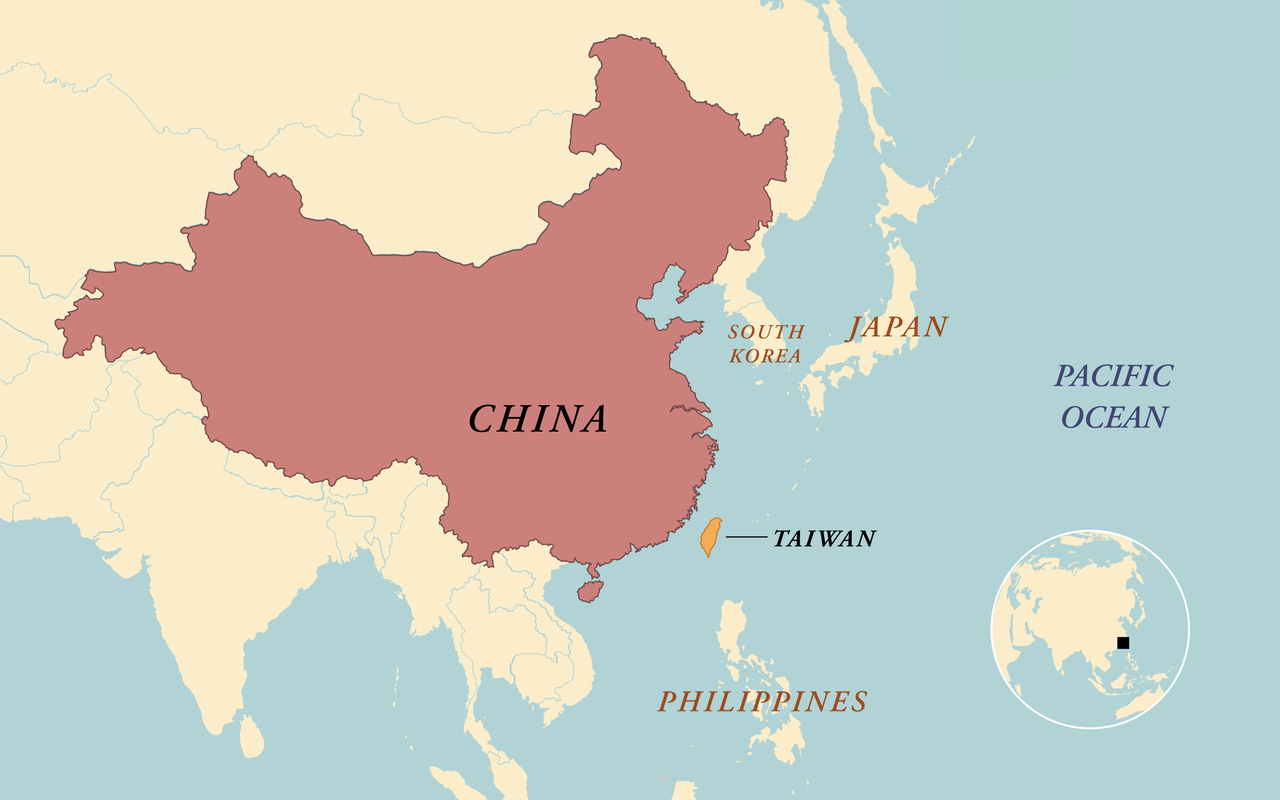Map of China and Taiwan. (Getty Images)