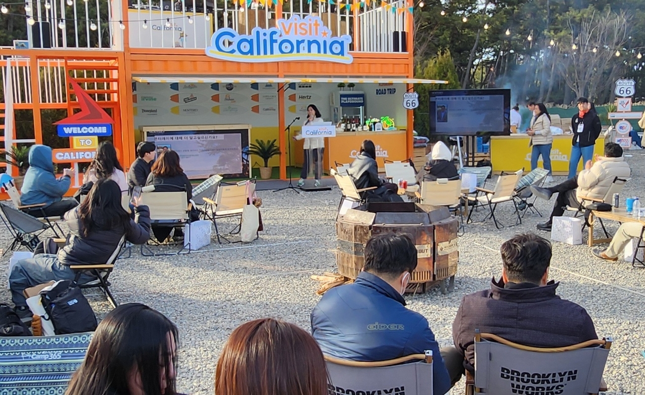 Visit California promotes road trips at the Go Out Camp festival in Taean-gun, South Chungcheong Province. (Choi Si-young/The Korea Herald)