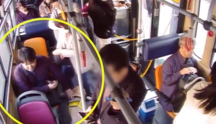 버스 탑승한 시각장애인과 반려견. [서울시버스운송사업조합]