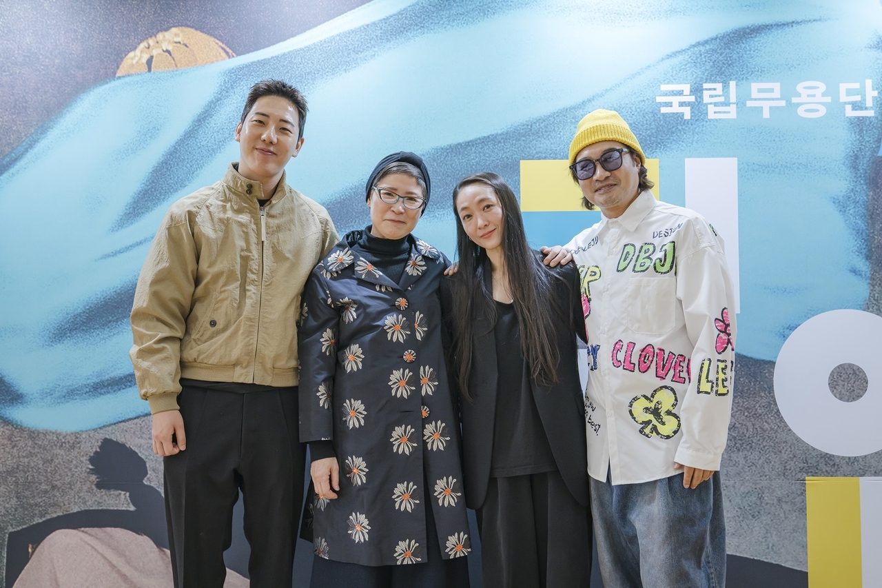 From left, art director Shin Ho-seung, stylist Seo Young-hee, choreographer Jung Bo-kyung and director Yang Jung-woong pose for a group photo. (National Dance Company of Korea)