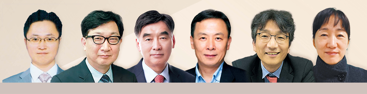 (왼쪽부터) 김상봉 한성대 경제학과 교수, 김정식 연세대 경제학과 명예교수, 박영범 한성대 경제학과 교수, 신세돈 숙명여대 경제학과 교수, 이창민 한양대 경영학과 교수, 정세은 충남대 경제학과 교수
