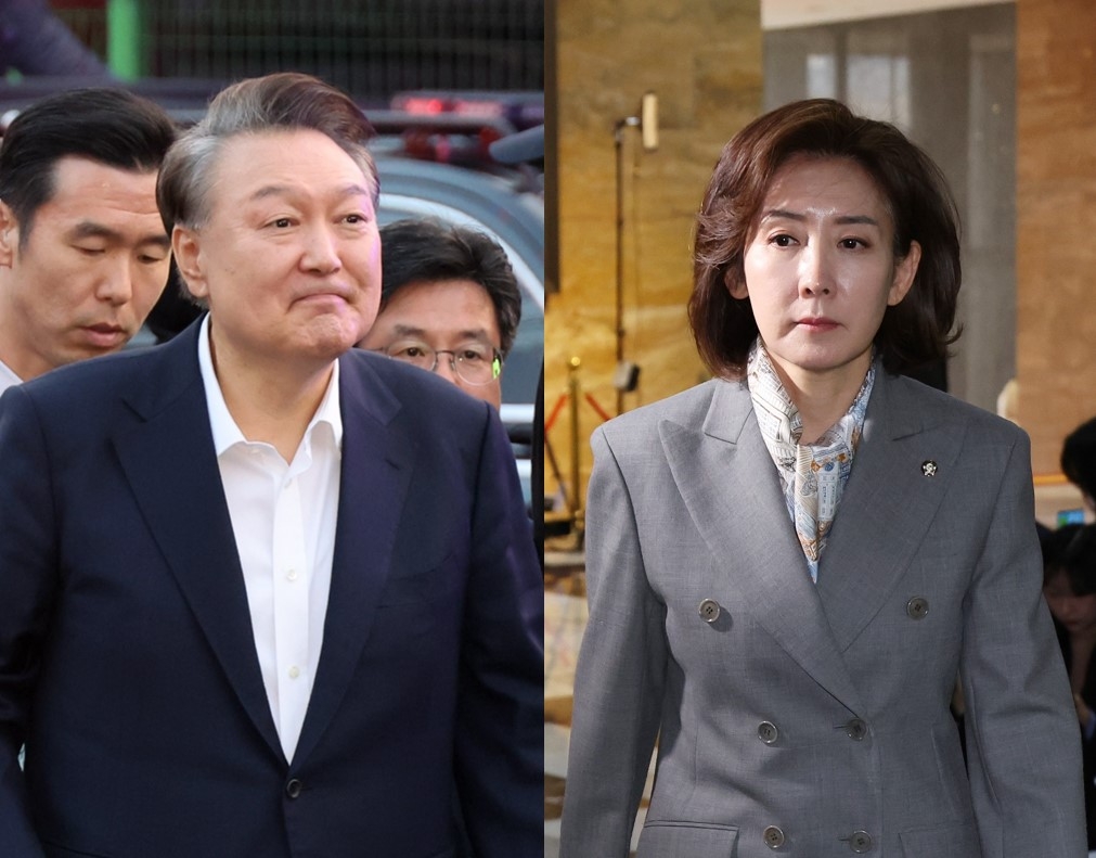 윤석열 전 대통령(왼쪽)과 국민의힘 나경원 의원 [연합]