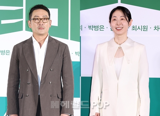 배우 하정우, 강말금/사진=민선유 기자
