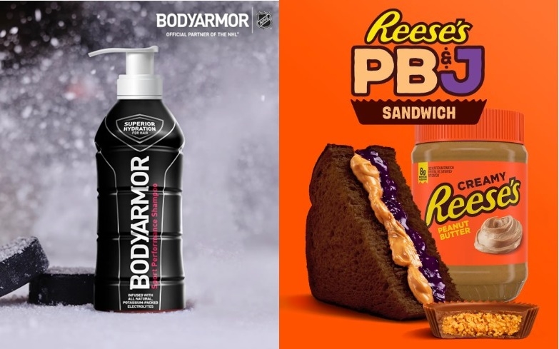 코카콜라 ‘BodyArmor Sports Performance Shampoo(왼쪽)’, 리세스 ‘Peanut butter & Jelly : PB&J’ [각사 제공]
