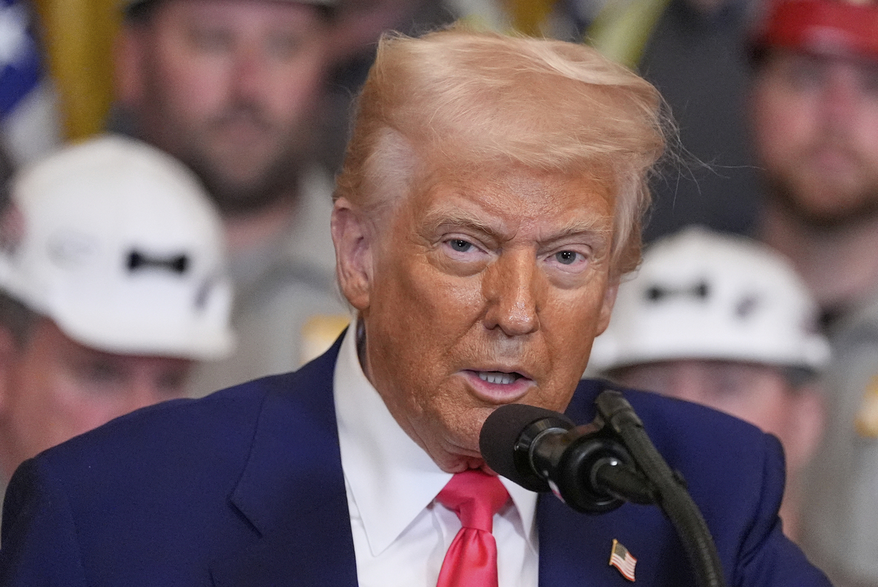 US President Donald Trump speaks during an event on energy production in the East Room of the White House in Washington on Tuesday. (AP-Yonhap)