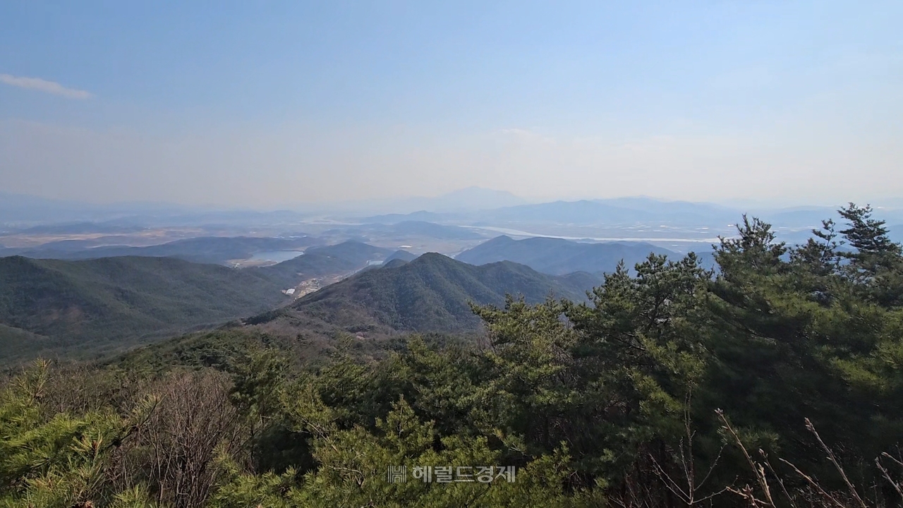 서대에서 바라본 황학산과 낙동강