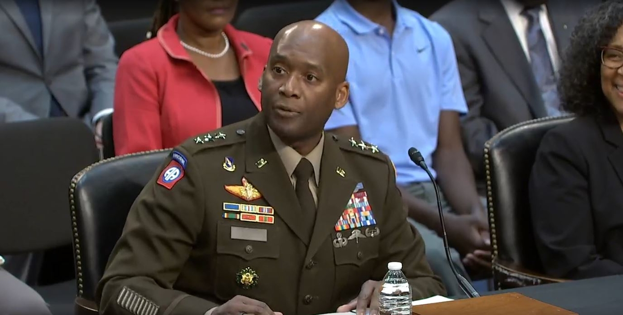 Gen. Xavier Brunson speaks during a confirmation hearing of the Senate Armed Services Committee in Washington on Sept. 17, 2024 in this photo captured from a livestream from the committee's website. (The Korea Herald / US Senate Armed Services Committee)
