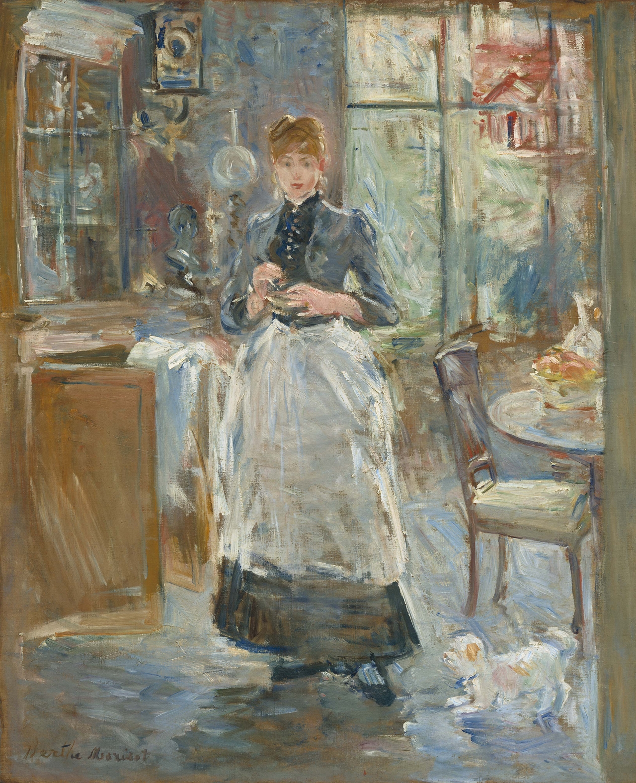 베르트 모리조, 부엌이 있는 식당에서, 1886년경, 캔버스에 유채, 61.3x50cm, 내셔널 갤러리 오브 아트