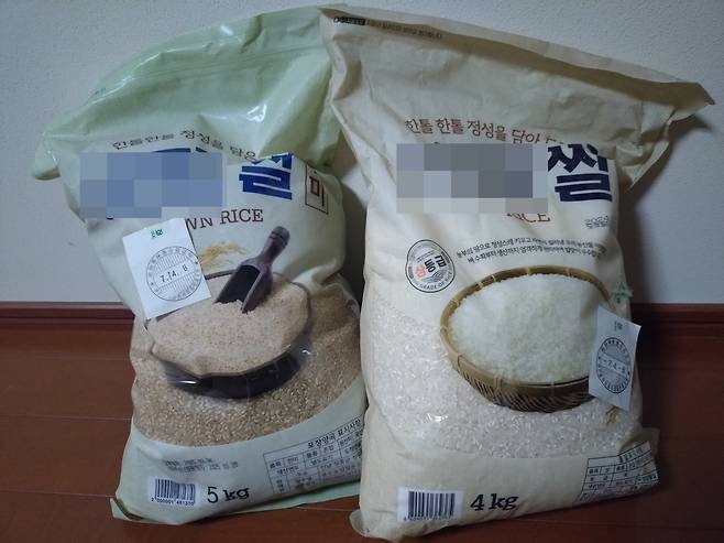 일본인 관광객이 한국에서 구매한 쌀 [소셜미디어 갈무리]