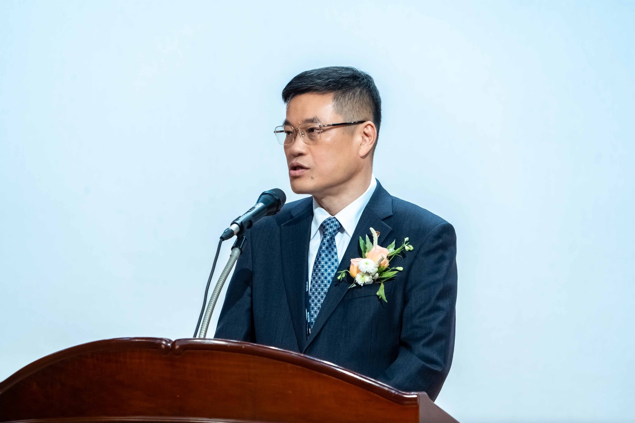 임승철 한국원자력안전기술원(KINS) 신임원장이 취임사를 전하고 있다.[KINS 제공]