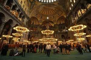 Historic domes of Hagia Sophia are renovated to protect the landmark from earthquakes