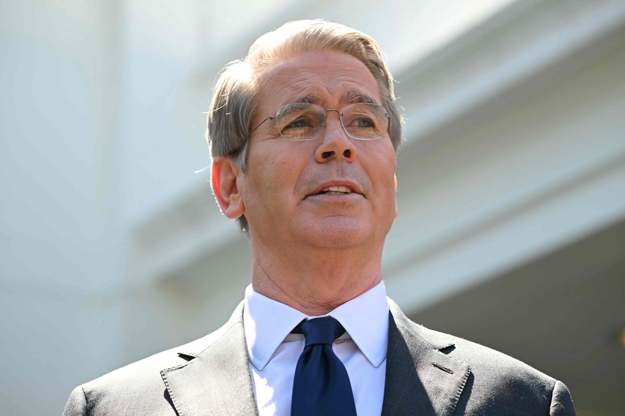 The US Treasury Secretary Scott Bessent speaks to the press at the White House in Washington on Wednesday. (AFP-Yonhap)
