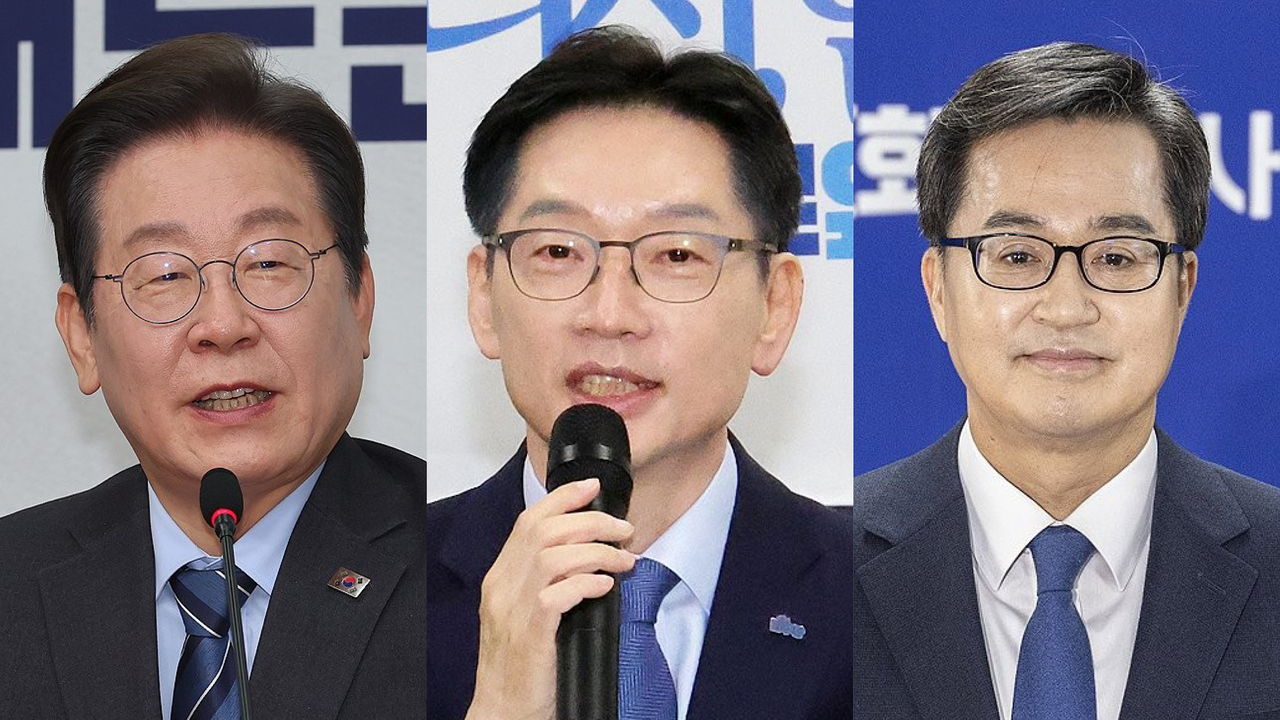 (왼쪽부터) 이재명 전 더불어민주당 대표, 김경수 전 경남지사, 김동연 경기지사. [연합]