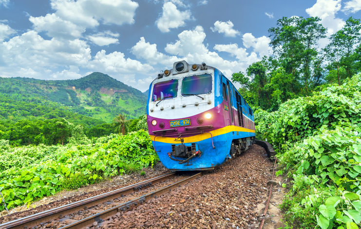 Train and railway on Hai Van pass, North Hai Van station, Hue, Vietnam on April 14, 2024. (Getty Images Bank)