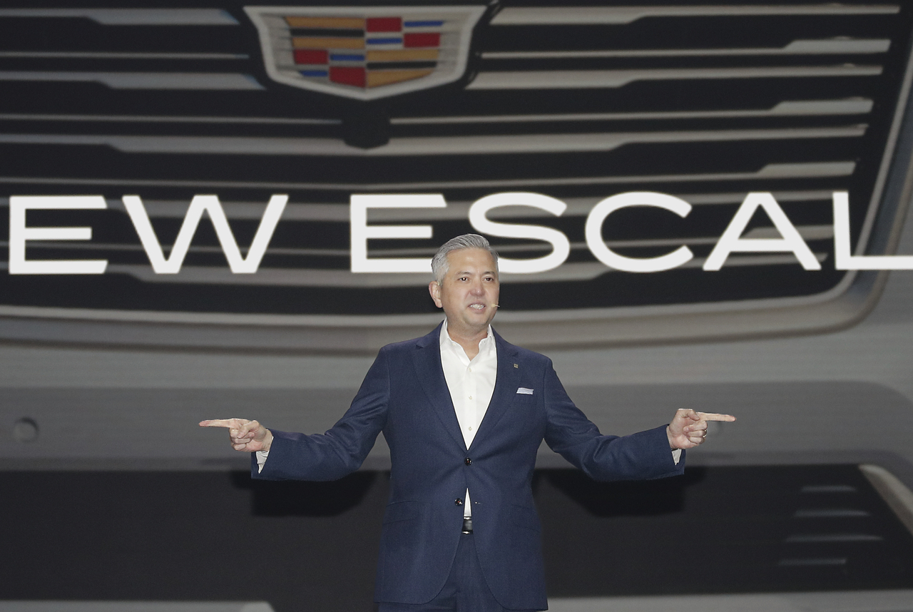 GM Korea CEO Hector Villarreal speaks during a media unveiling of the all-new Cadillac Escalade SUV on Wednesday in Gwangmyeong, Gyeonggi Province. (GM Korea)