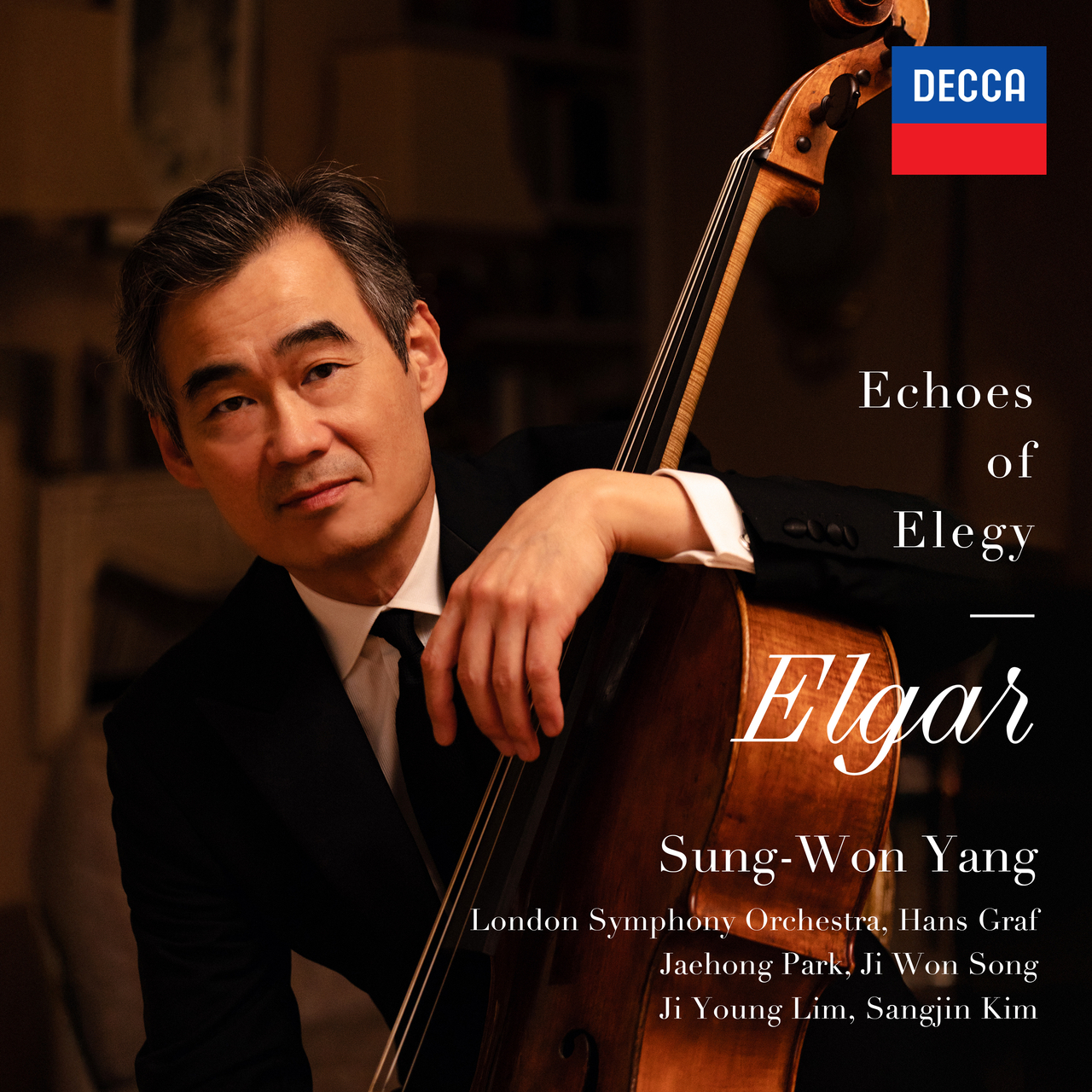 Cover of "Echoes of Elegy: Elgar," by cellist Yang Sung-won (Universal Music)