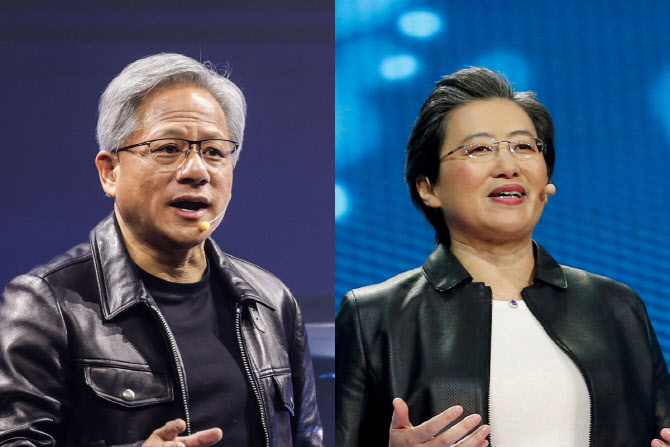 젠슨 황(왼쪽) 엔비디아 CEO와 리사 수 (오른쪽) AMD CEO[AFP/로이터]